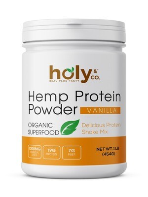 Holy & Co. Kosher Hemp Protein Powder, Organic Superfood, Vanilla Flavor - 1 LB (454g)