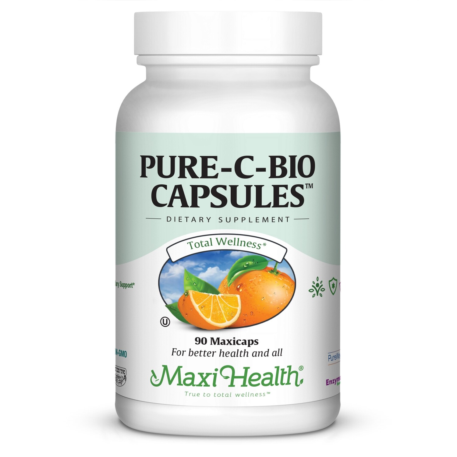 Maxi Health, Kosher Pure-C Bio Capsules (Vitamin C &amp; Bioflavonoids) - 90 Vegetarian Capsules