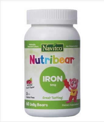 Navitco, Kosher Nutribear, Iron 5 mg, Gummies, Fruit Flavor - 60 Jelly Bears