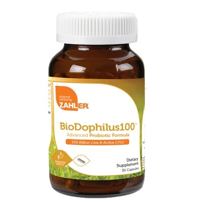 Zahlers, Kosher BioDophilus100, Advanced Probiotic Formula (100 Billion) - 30 Vegetarian Capsules