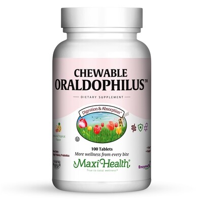 Maxi Health, Kosher Chewable Oraldophilus, Probiotic, Tropical Flavor - 100 Chewable Tablets