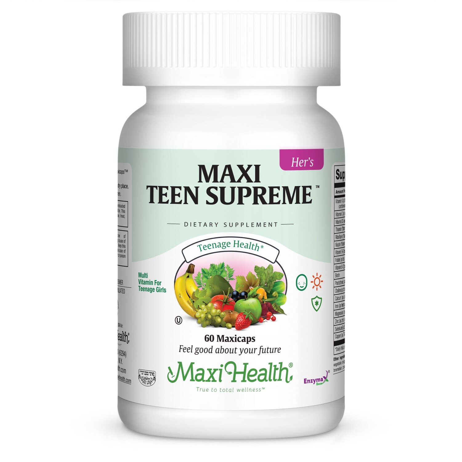 Maxi Health, Kosher Teen Supreme HERS (Multi Vitamin &amp; Mineral for Teenager Girls) - 60 Vegetarian Capsules