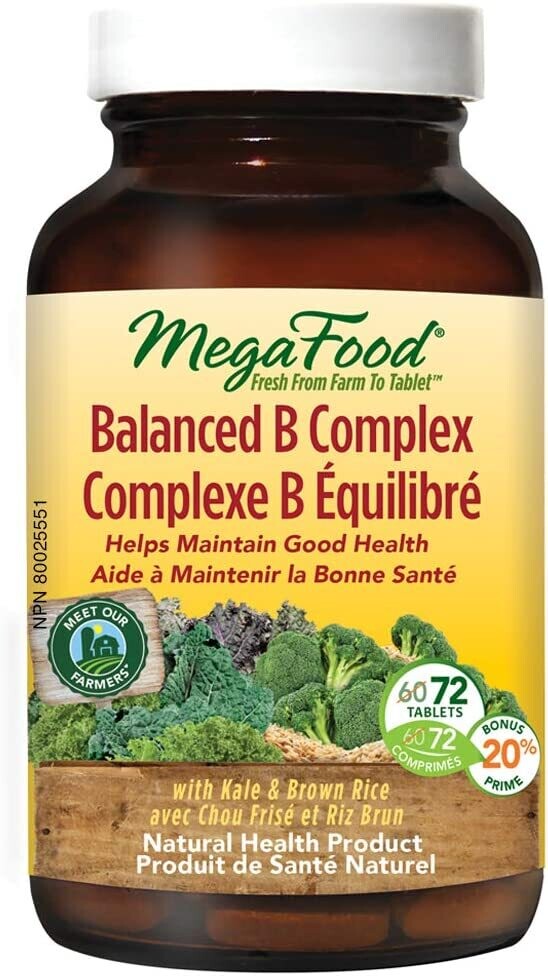 MegaFood, Kosher BALANCED B COMPLEX, Helps Maintain Good Health - 72 Tablets