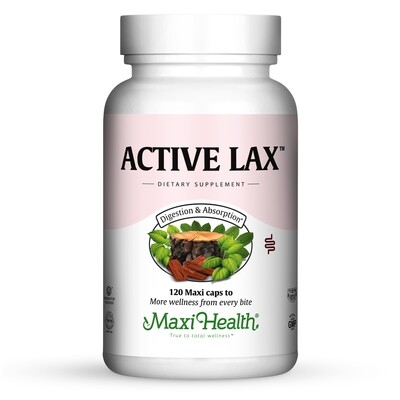 Maxi Health, Kosher Maxi Active Lax, Herbal Formula for the occasional relief of Constipation. - 120 Vegetarian Capsules - Kosher for Passover