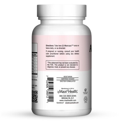 Maxi Health, Kosher Maxi Active Lax, Herbal Formula for the occasional relief of Constipation. - 120 Vegetarian Capsules - Kosher for Passover