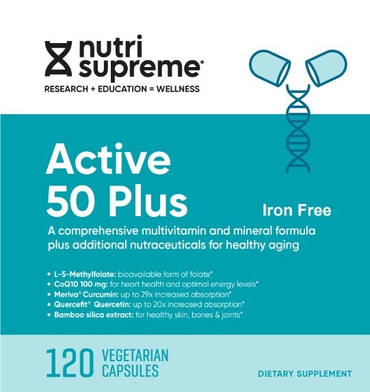 Nutri Supreme, Kosher Active 50 Plus, Multi Vitamin, Iron Free - 120 Vegetarian Capsules