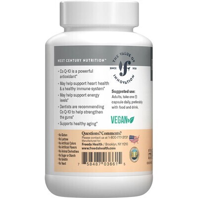 Freeda, Kosher CO Q-10 (Coenzyme Q10) 100mg, Energy - 100 Vegetarian Capsules