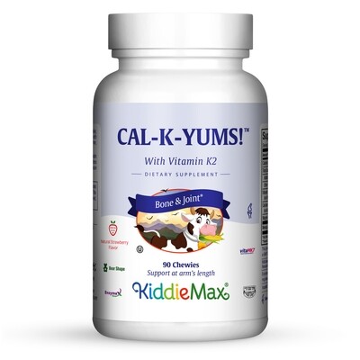 Maxi Health, Kosher KiddieMax, Cal K Yums, w/Vitamin K2, Advanced Calcium, Magnesium &amp; D3, Strawberry Flavor - 90 Chewies