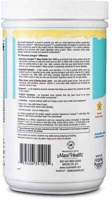 Maxi Health, Kosher NatureMAX Energize, Whey Protein Powder, Dairy Cholov Yisroel, Vanilla Flavor - 1.13 Lb.