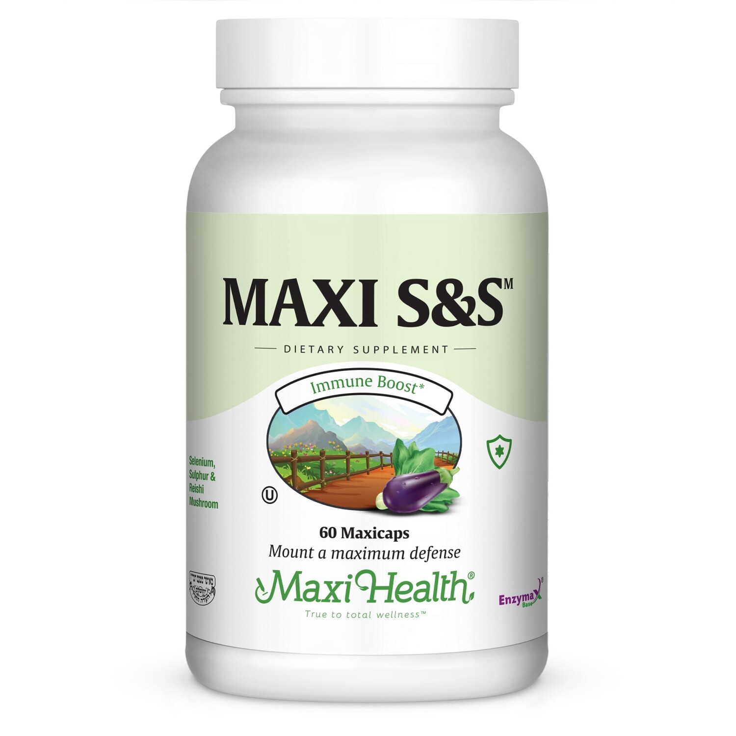 Maxi Health, Kosher S&amp;S (Selenium, Sulfur, Chlorella, Reishi) - 60 Vegetarian Capsules