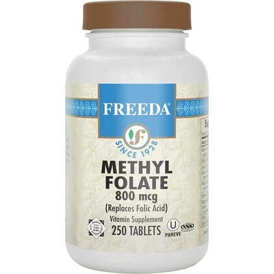 Freeda, Kosher Folic Acid 800 mcg (Methylfolate) - 250 Tablets