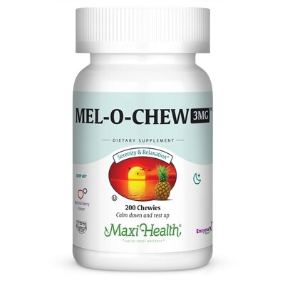 Maxi Health, Kosher Mel-O-Chew, 3mg. Berry Flavor - 200 Chewies