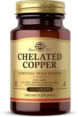 Solgar, Kosher Chelated Copper - 100 Tablets