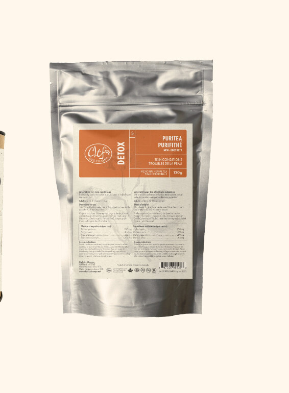 Clef Des Champs, Kosher Detox PURITEA Organic Loose Herbal Tea, Helps Alleviate For Skin Conditions - 120g. (Pak)