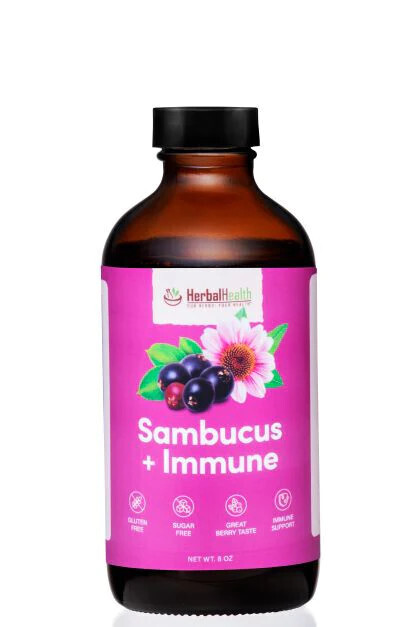 Herbal Health, Kosher Sambucus + Immune, Elderberry + Herbal Immune Blend with Zinc and Vitamin C, Liquid - 8 fl. oz. (236 mL)