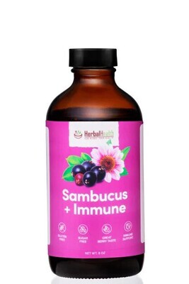 Herbal Health, Sambucus + Immune (Elderberry +Herbal Immune Blend with Zinc and Vitamin C) Liquid - 8 fl. oz. (236 mL)