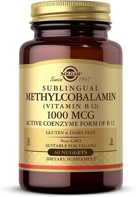 Solgar, Kosher Methylcobalamin B12 1000mcg. Cherry Flavor - 60 Chewable Nuggets