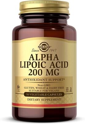 Solgar, Kosher Alpha Lipoic Acid 200mg (ALA) - 50 Vegetarian Capsules