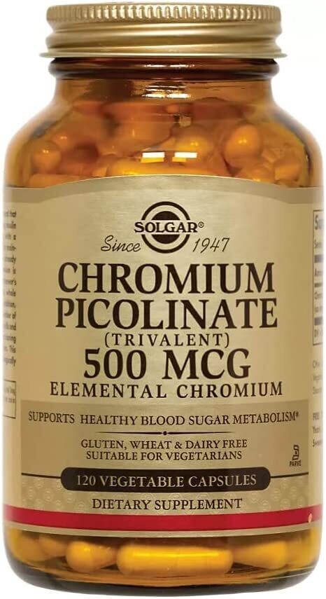Solgar, Kosher Chromium Picolinate 500mcg - 120 Vegetarian Capsules