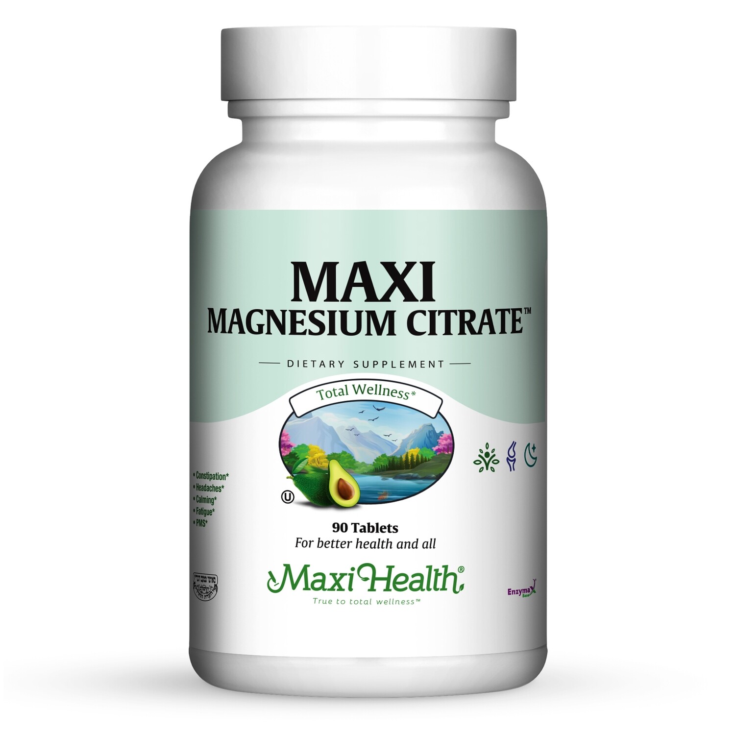 Maxi Health, Kosher Maxi Magnesium Citrate 200mg - 90 Tablets