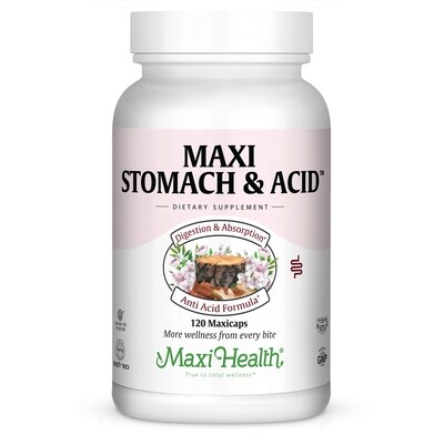Maxi Health, Kosher Maxi Stomach &amp; Acid - 120 Vegetarian Capsules - Kosher for Passover