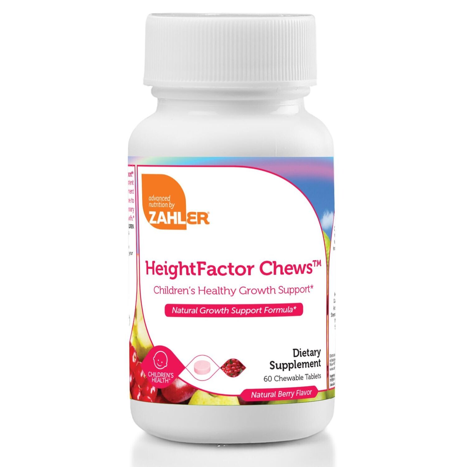 Zahlers, Kosher Height Factor (Healthy &amp; Natural Growth Support Formula) Chewable, Berry Flavor - 60 Chewable Tablets