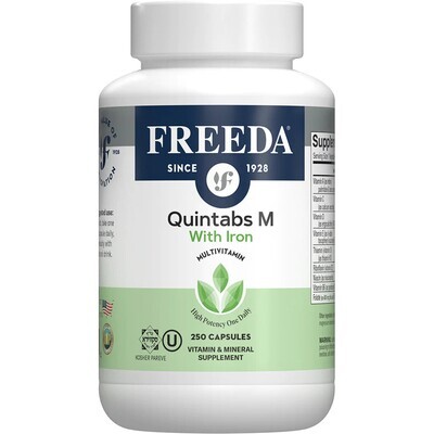 Freeda, Kosher Quintabs-M with Iron, Comprehensive Multivitamin - 250 Vegetarian Capsules
