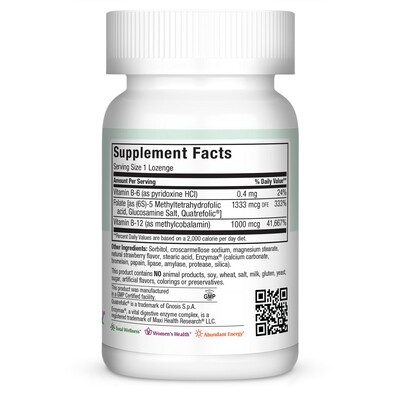 Maxi Health, Kosher METHYL FOLATE LOZENGES, With B12 &amp; B6, Berry Flavor, Chewable - 90 Lozenges
