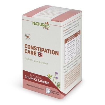 Natures Cue, Constipation Care #2 - 250 Vegetarian Capsules - Kosher for Passover
