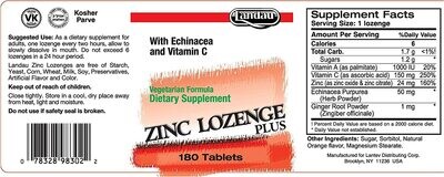 Landau, Kosher Zinc Lozenge Plus 24 mg, Orange Flavor - 90 Tablets (Chewables)