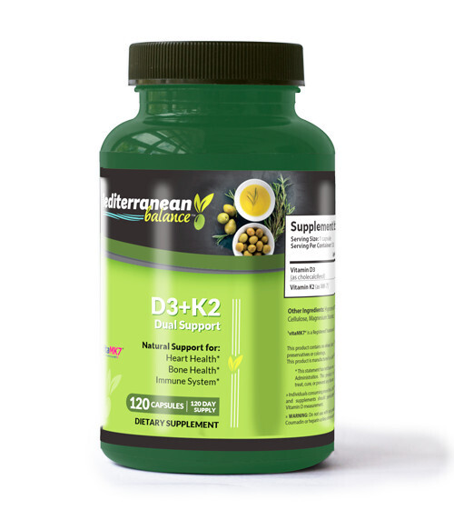 Mediterranean Balance, Kosher D3+K2 - 120 Vegetarian Capsules