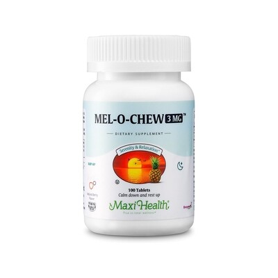 Maxi Health, Kosher Mel-O-Chew Melatonin 3mg. Berry Flavor - 100 Chewies