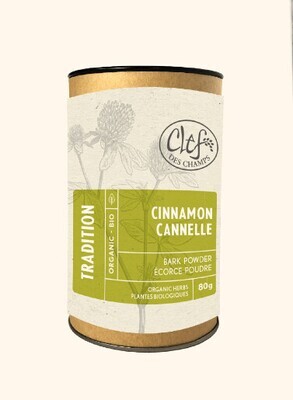 Clef Des Champs, Kosher Organic Ceylon Cinnamon, Bark Powder, Organic Loose Powder, Tube - Box of 6x80g