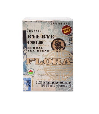 Flora, Kosher Organic Bye Bye Cold, Herbal Tea Blend - 16 Fresh Sealed Tea Bags