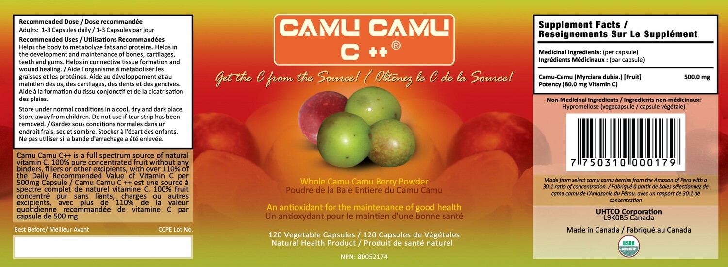 UHTCO, Camu Camu C++ (Fruit Extract 30:1) - 120 Vegetarian Capsules