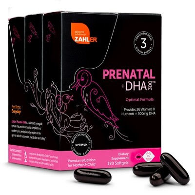 Zahlers, Kosher Prenatal +DHA - 180 SoftGels - 3 Boxes of 1 Months Supply