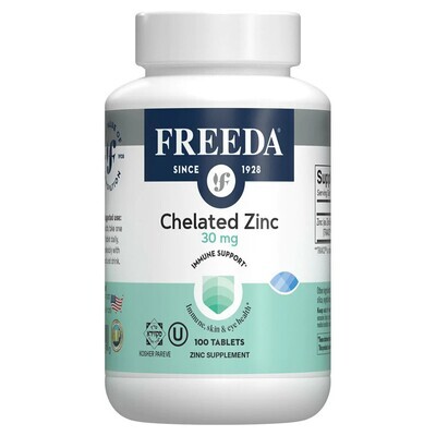 Freeda, Kosher Chelated Zinc, 30 Mg - 100 Tablets