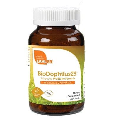 Zahlers, Kosher BioDophilus25, Advanced Probiotic Formula (25 Billion) - 120 Vegetarian Capsules