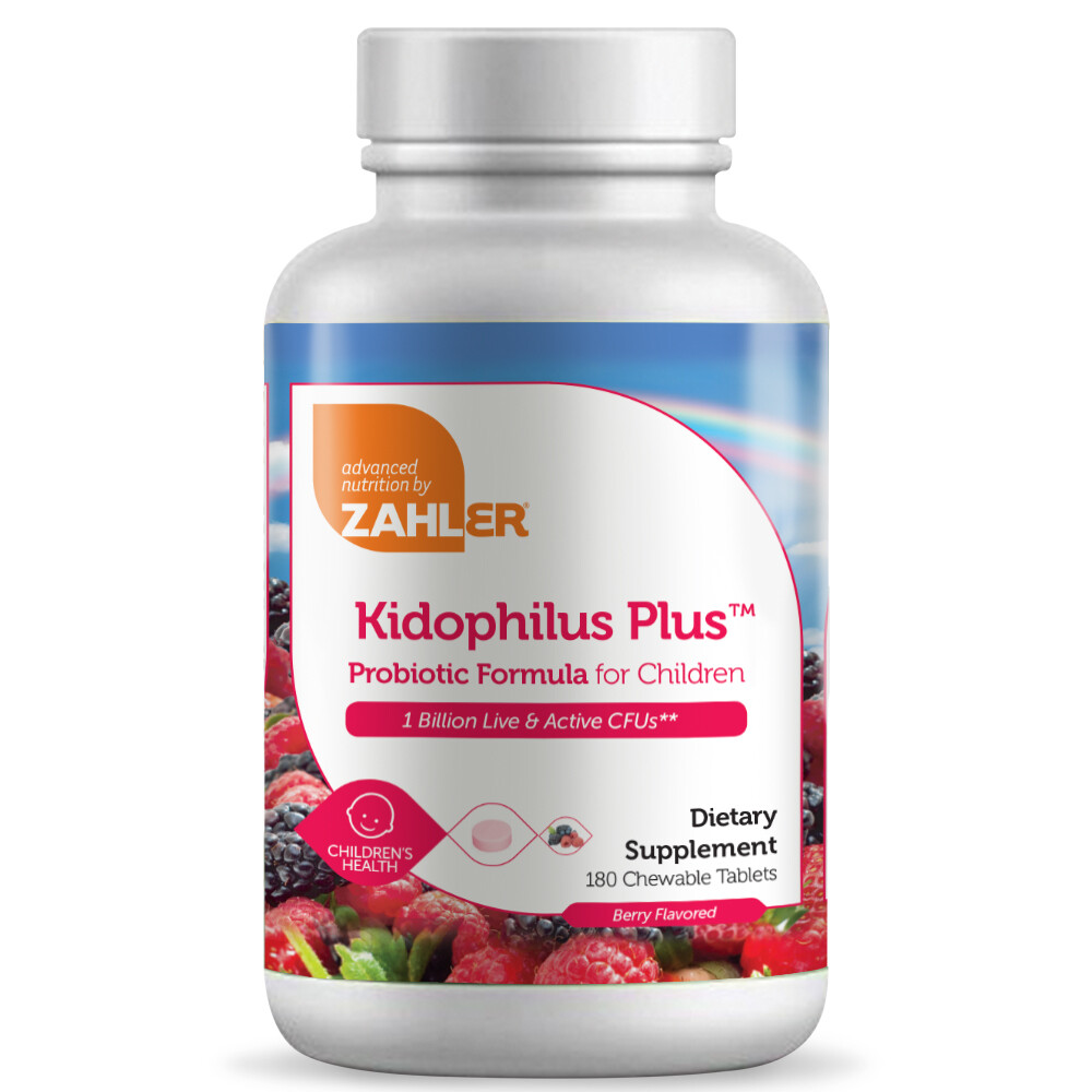 Zahlers, Kosher Kidophilus Plus &quot;1 Billion&quot;, Probiotic Berry Flavor - 180 Chewable Tablets