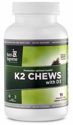 Nutri Supreme, Kosher K2 With D3 Chews (Vitamin K2), Grape Flavor - 90 Chewables