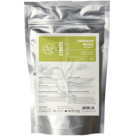 Clef Des Champs, Kosher Stress LEMON BALM Organic Loose Tea, Reduces Irritability &amp; Improves The Mood - 80g. (Pak)