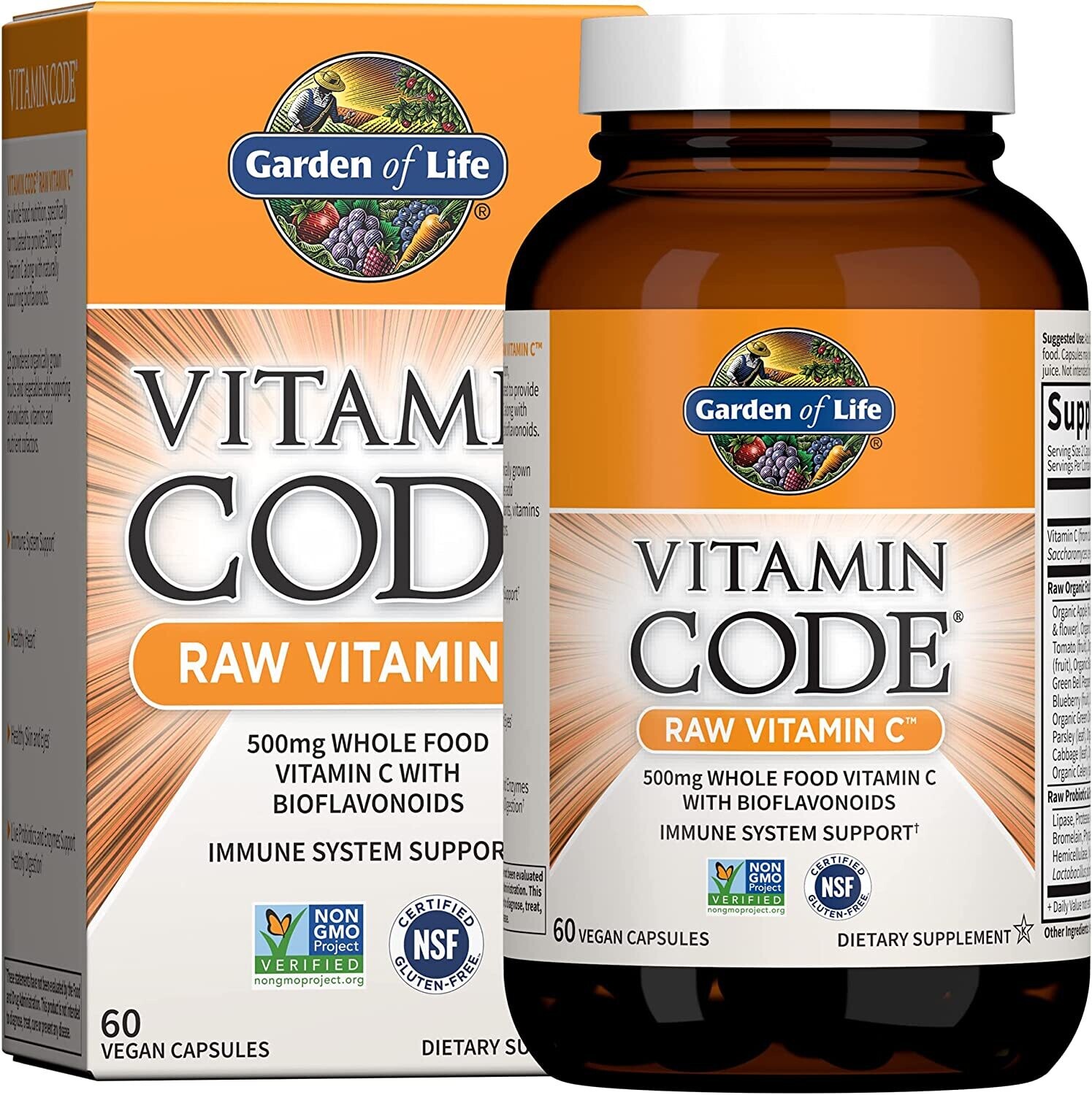 Garden of Life USA, Kosher  Vitamin Code, Raw Vitamin C - 60 Vegetarian Capsules