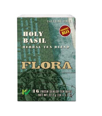 Flora, Kosher Organic Holy Basil, Herbal Tea Blend - 16 Fresh Sealed Tea Bags