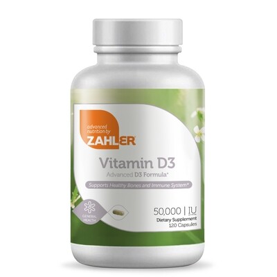 Zahlers, Kosher Vitamin D3 50,000 IU (Advance D3 Formula 50000 IU) - 120 Softgels