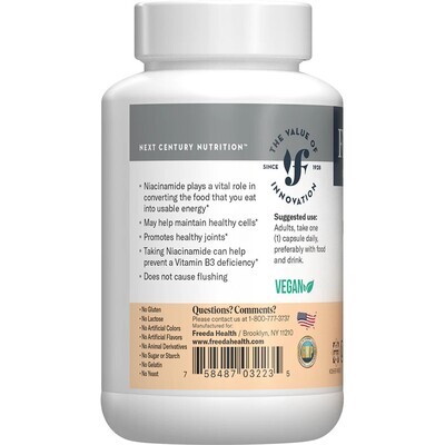Freeda, Kosher NIACINAMIDE (Vitamin B3) 250mg, Energy - 500 Vegetarian Capsules