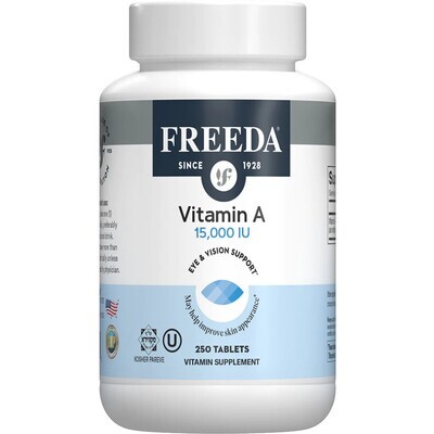 Freeda, Kosher Vitamin A Palmitate 15,000 IU, Eye &amp; Vision Support - 250 Tiny Tablets