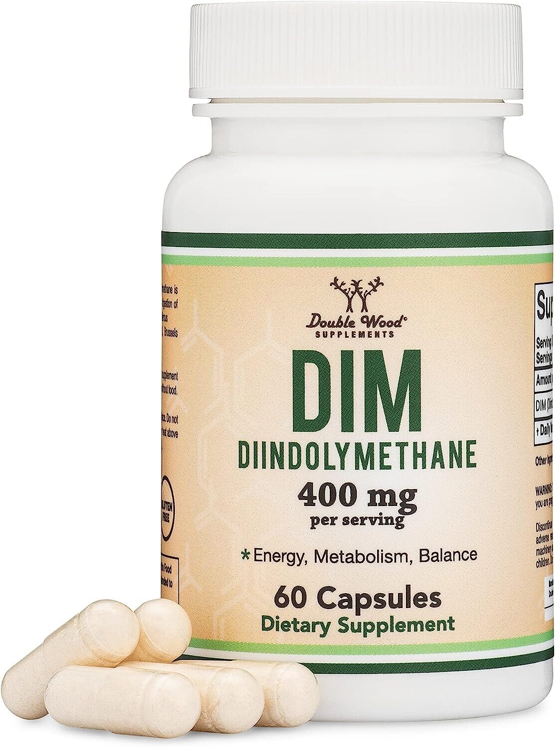 Double Wood Supplements, DIM Diindolylmethane, 400mg - 60 Capsules