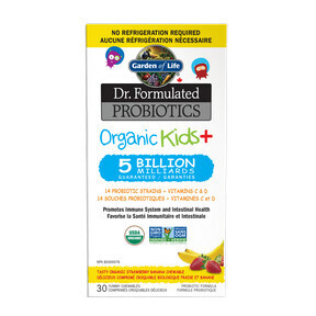 Garden of Life, Dr. Formulated Probiotic Organic Kids+ Strawberry - Banana - 30 Chewable tablets