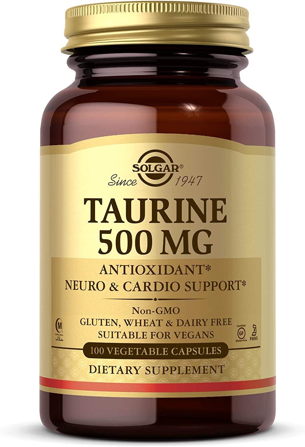 Solgar, Kosher Taurine 500mg. - 100 Vegetarian Capsules