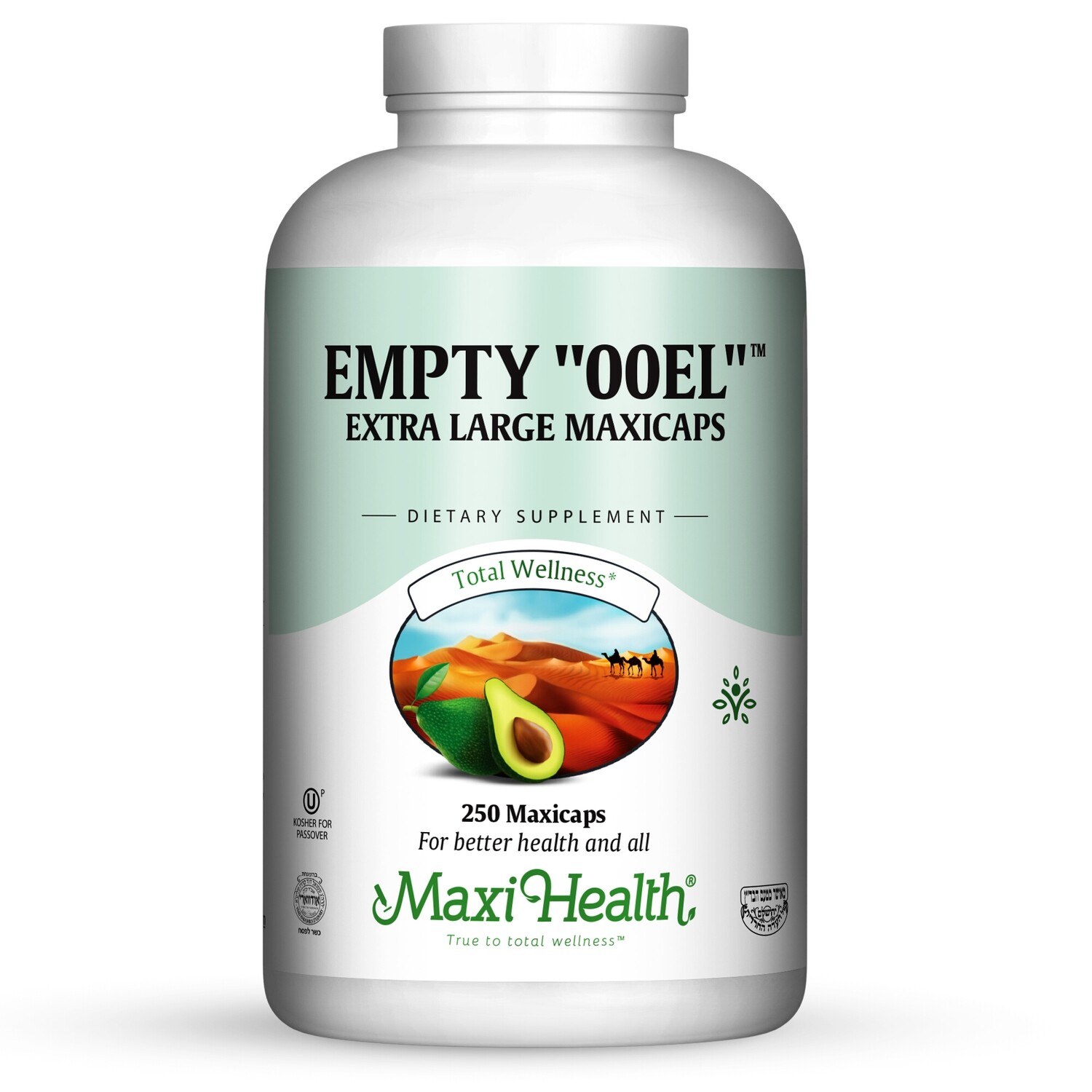 Maxi Health, Kosher Empty &#39;&#39;00EL&#39;&#39; Extra Large MAXICAPS - 250 Vegetarian Capsules - Kosher for Passover